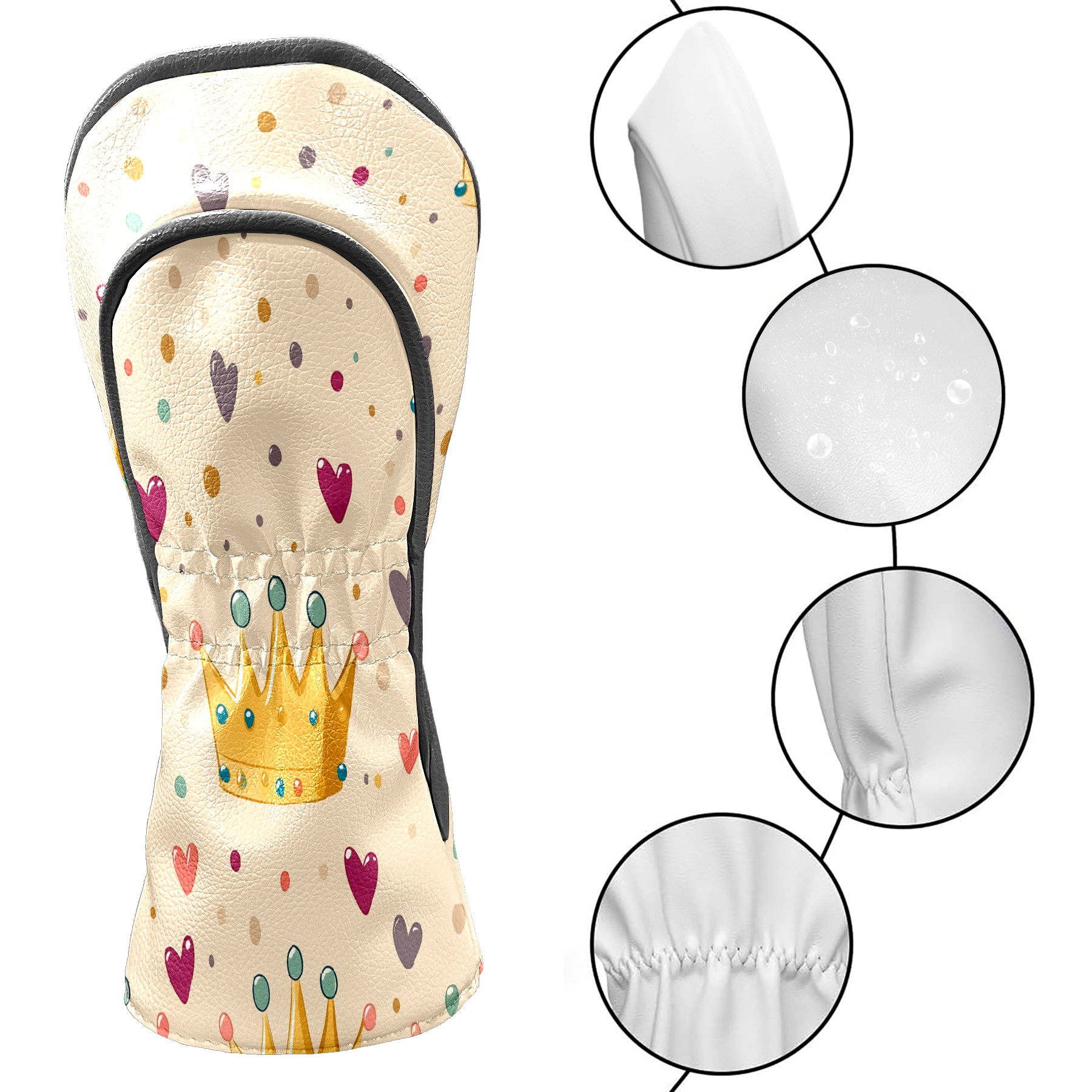Golf Club Covers, YellowCrownHearts Premium PU Leather Driver Hybrid Putter Head Covers with Velvet Lining, Waterproof Golf Gifts for Men Women