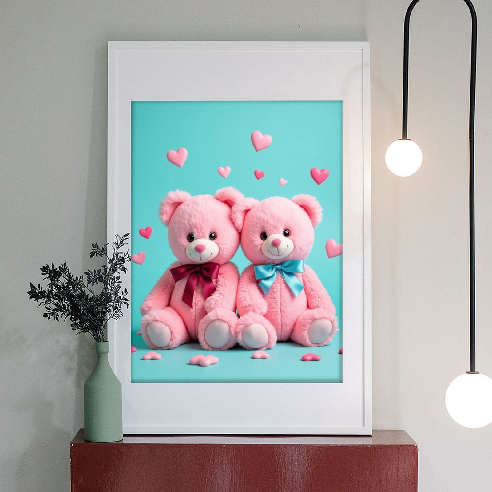 Diamond Art Kit for Adults, Pink Teddy Bears With Hearts Diamond Painting for Adults Beginners, 5D DIY Diamond Art Painting Kits, Colorful Diamond Painting Craft for Home Decor 12x16