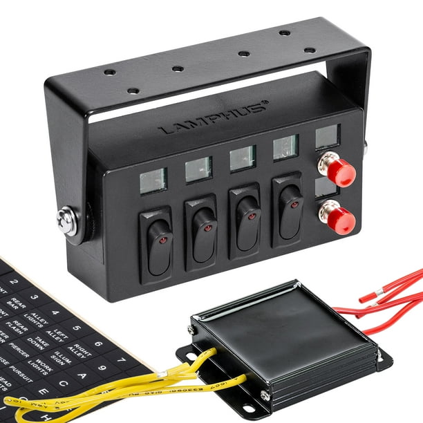 SWBX42 12V Rocker Switch Box [4 x 15A ON/OFF] [2 x 5A Momentary] [70 Amp  Max.] [Backlit LED] 12 Volt DC SPST Rocker Toggle Switch Panel Box for Auto  
