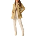 thumbnail image 2 of Women's Long Sleeves Peacoat Double Breasted Button Outerwear Winter Coat S Khaki, 2 of 5