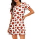 thumbnail image 1 of Balery Hand Drawn Tomatoes Camisón de manga corta con cuello redondo para mujer, cómodo y elegante., 1 of 6