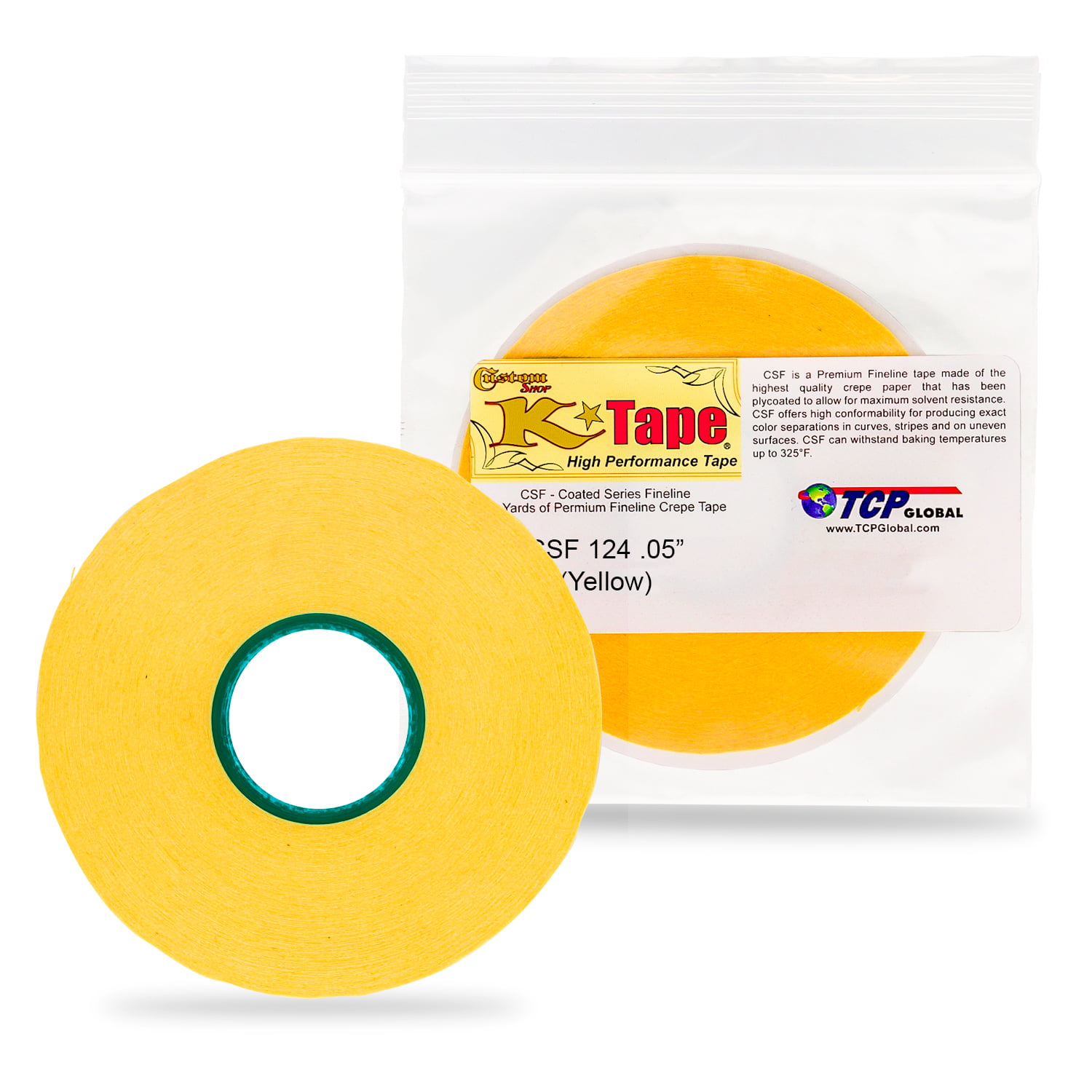 marts terrorisme er der Custom Shop CSF124 K-Tape Coated Series Micro Fineline Tape, Yellow (1/24 X  28 Yard Roll) - Walmart.com