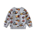 thumbnail image 6 of Toddler Boys Long Sleeve Crewneck Sweatshirt With Cute Cartoon Construction Truck Print Fall Winter Casual, 6 of 9