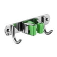 thumbnail image 1 of Soporte de pared para escoba y trapeador, colgador, estantes, organizador de acero inoxidable, resistente 2 gancho, 1 of 9