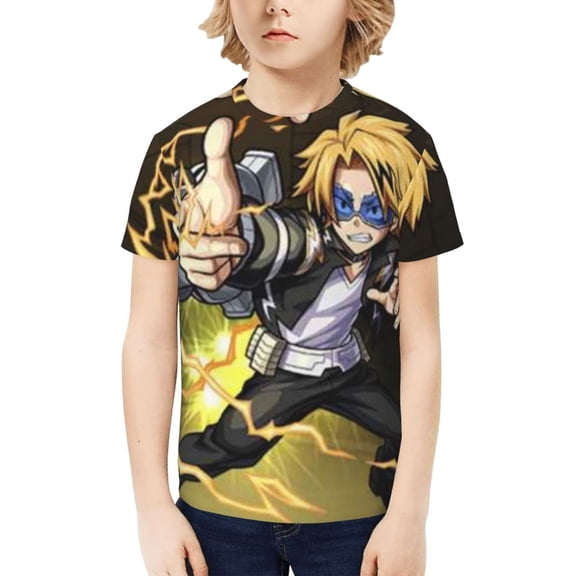 My Hero Academia Denki Kaminari Kids T-Shirt 3d Printed Graphic T-Shirts Boys And Girls Short Sleeve Shirts For Youth Kids X-Small