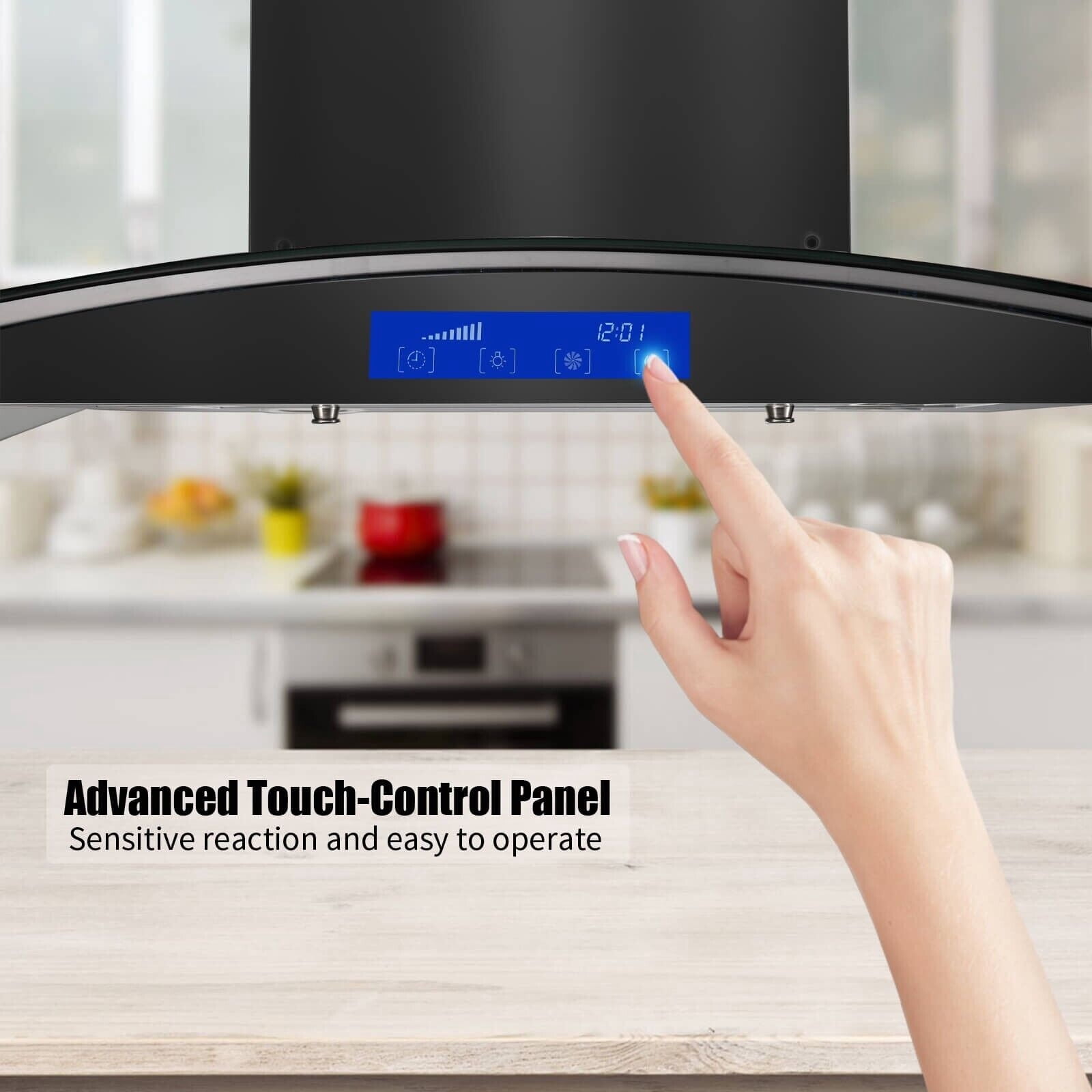 JOEAONZ New 30 inch Wall Mount Range Hood 900CFM Stainless Touch Panel with Led Lights 110V