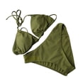thumbnail image 6 of HAPIMO Women's 4-Piece Swimwear Set - Two Piece Bikini Set & Tie Front Long Sleeve Crop Cover Up & Wrap Skirt Summer Tropical Beach Vacation Bathing Suit Army Green S, 6 of 6