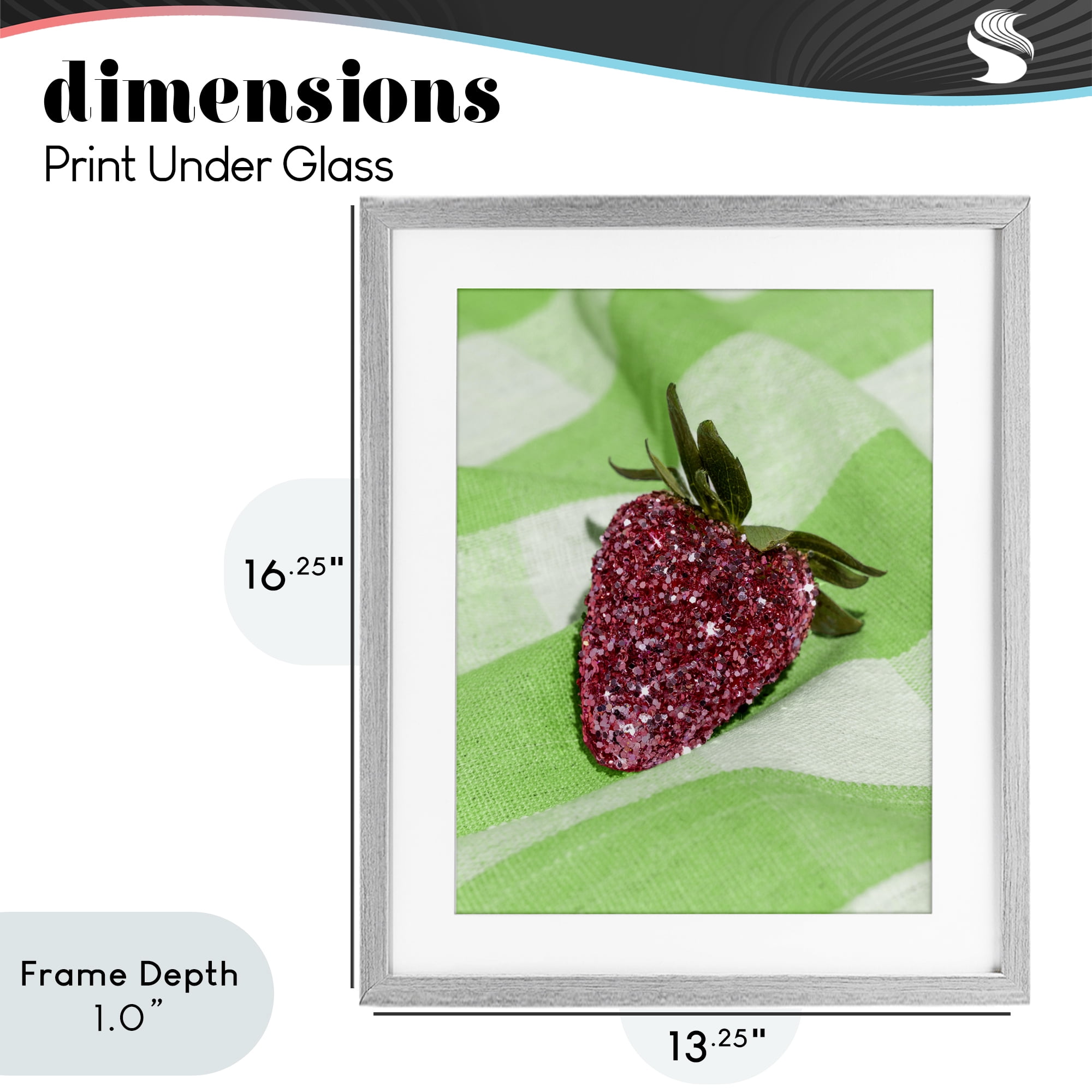 Stupell Industries Glimmer Strawberry on Green Gray Framed Print Under Glass, design by LISH Creative