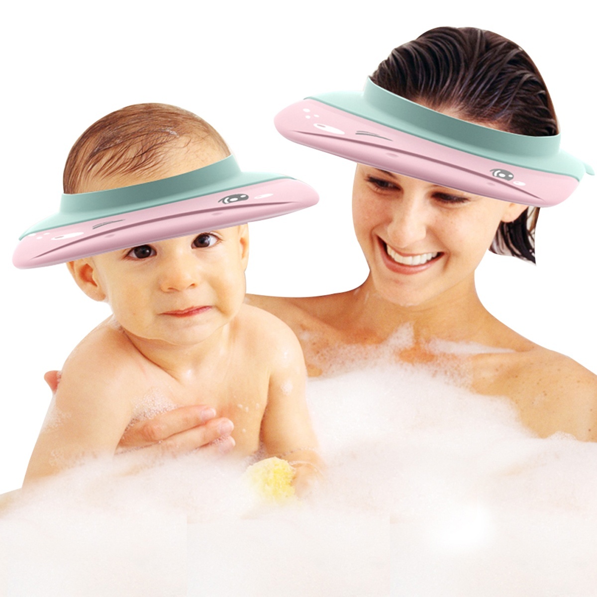 Baby Shower Visor, Protective Cap, Cartoon Eyes Wide Brim Adjustable