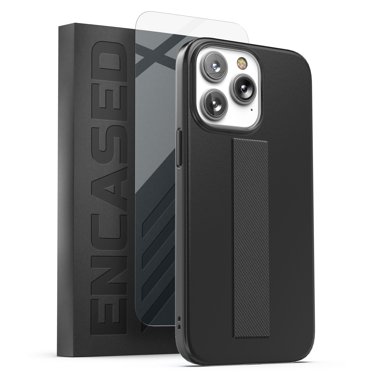 Encased Custodia con cinturino da polso progettata per iPhone 14 Pro Max con impugnatura ad anello per le dita e pellicola protettiva (foglia di pizzo bianca