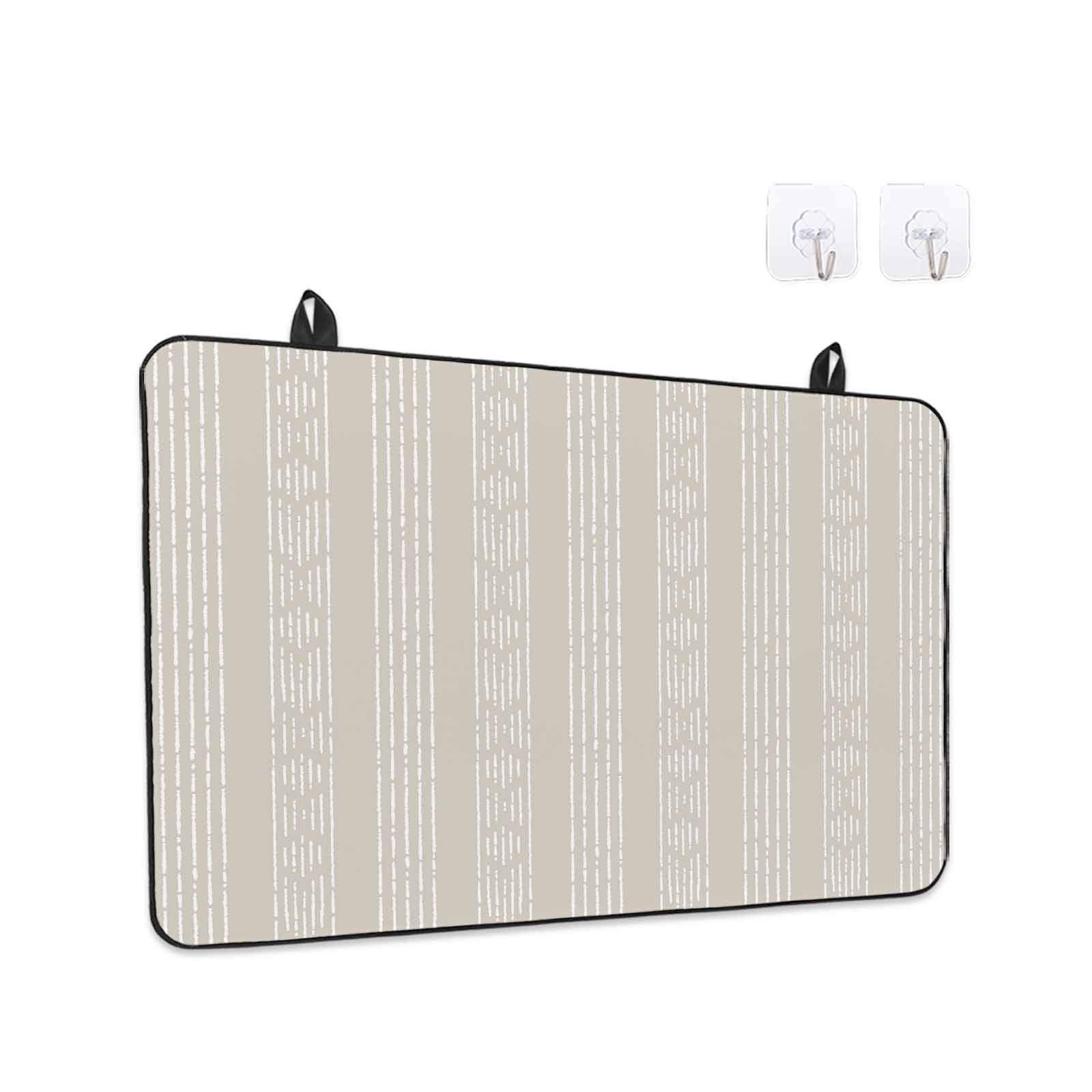 Light Brown Striped Stove Top Cover for Electric Stove, Heat-proof & Non Slip Glass Top Stove Cover Protector, Modern Abstract Art Geometric Stripes Kitchen Flat Cooktop Rubber Mat 28.5x20.5 Inches