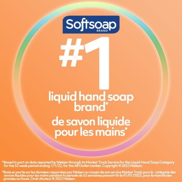 Savon liquide pour les mains exfoliant Softsoap Therapy, Parfum chaleureux de miel et de cassonade, 384 mL.