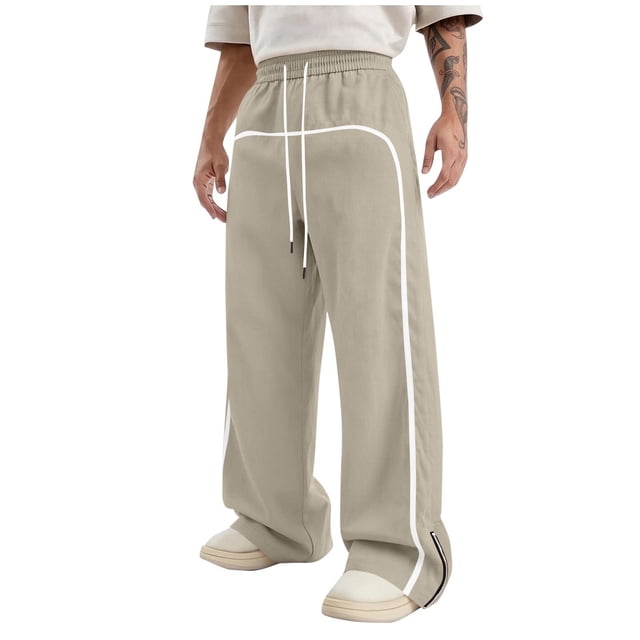Pantalones con Cremallera Bolsillos Hombres Sueltos Casual Cordón Elástico-Cintura Pantalones Deportivos de Jogging, Pantalones de Bolsillo de Color Sólido para el Uso Diario Al Aire Libre Casual