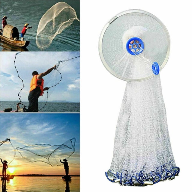 Red de pesca DYNWAVEMX Red de agua de salada Red de tiro Red de fuerte línea de neumáticos de cebo de malla con fregadero A 2m con anillo