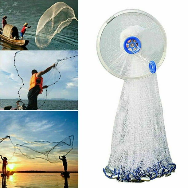 Cebo de red de pesca Cola 4.2m malla de nailon fuerte con pesas