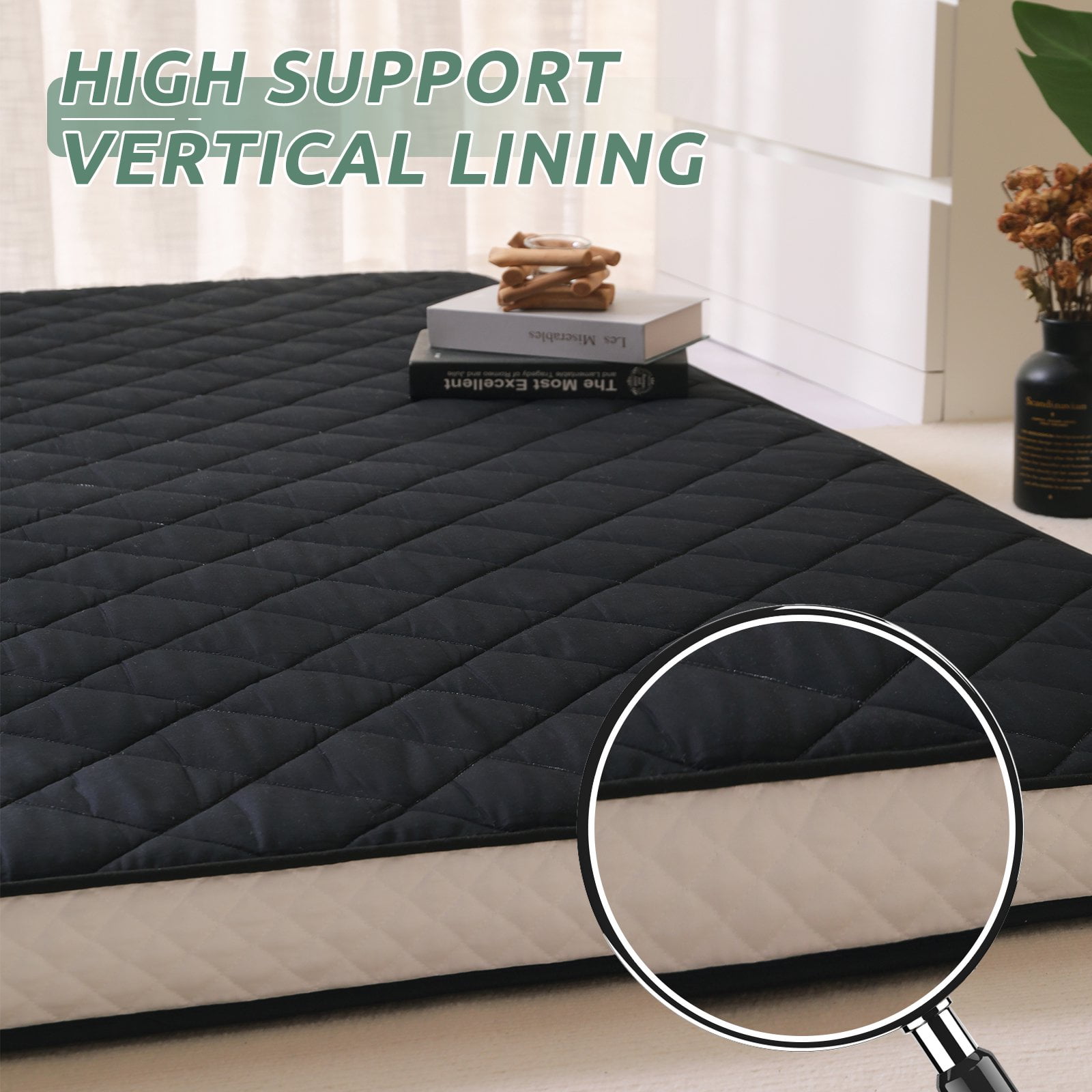 Slsy Japanese Floor Mattress Futon Mattress, Thicken Tatami Mat, Camping Mattress Sleeping Pad, Memory Foam Futon Roll up Guest Mattress