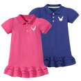 thumbnail image 1 of KYAIGUO Robes à Manches Courtes pour Filles, Robe d'Été Décontractée pour Bébé, Couleur Unie, Col à Revers, Jupe Ample pour 2-8 Ans, 1 of 9