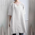 thumbnail image 2 of Womens 2024 Summer Cotton Linen Tops Trendy Casual Summer Beach Shirts Sexy V Neck Breathable Tunic Tops Basic Tees Blouse, 2 of 7