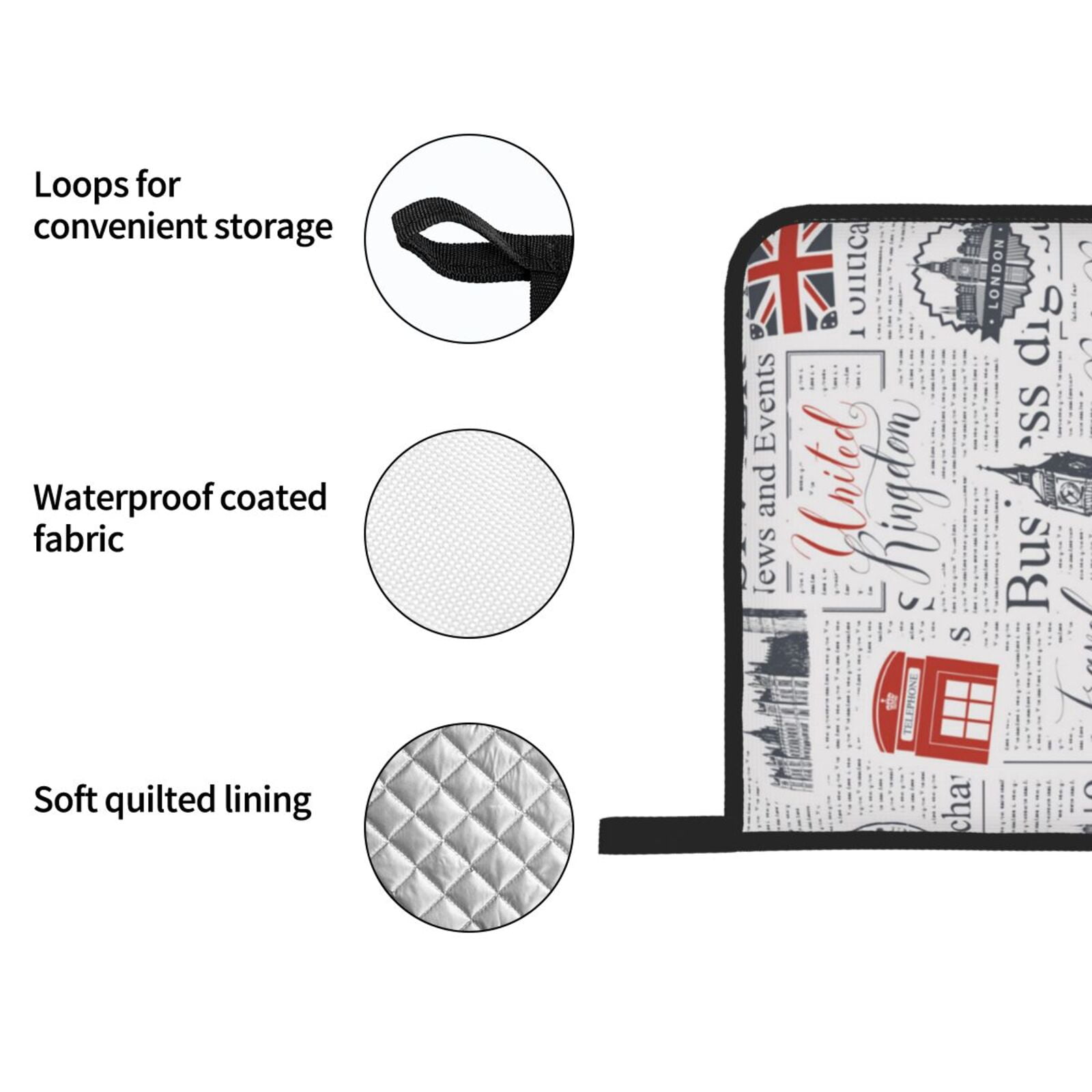 Uk And London British Vintage Newspaper 4Pcs Oven Mitts and Pot Holders Sets Oven Kitchen Gloves Hot Pads for Cooking BBQ Baking Grilling