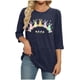 thumbnail image 3 of Mujeres 3/4 Manga Tops Y Blusas Impresas Cuello Redondo Casual Otoño Invierno Blusa, 3/4 Manga Casual Tops para Mujeres, 3 of 7
