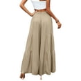 thumbnail image 3 of Frontwalk Summer Pants for Women Cotton Linen Palazzo Pants Boho Loose Wide Leg Trouser Solid Color Beach Loungewear, 3 of 3