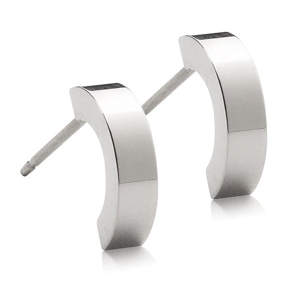 Blomdahl | Hypoallergenic | Natural Titanium Plain Curved Pendant Earrings | Best Choice For Sensitive Ears