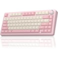 thumbnail image 1 of Restored AULA F75 75% Wireless Mechanical Keyboard, Hot Swappable Pink Creamy Keyboard, Pre-lubed Linear Switches, PBT Keycaps, 2.4GHz/Type-C/BT5.0, RGB Backlit Computer Gaming Keyboards (Refurbished), 1 of 9