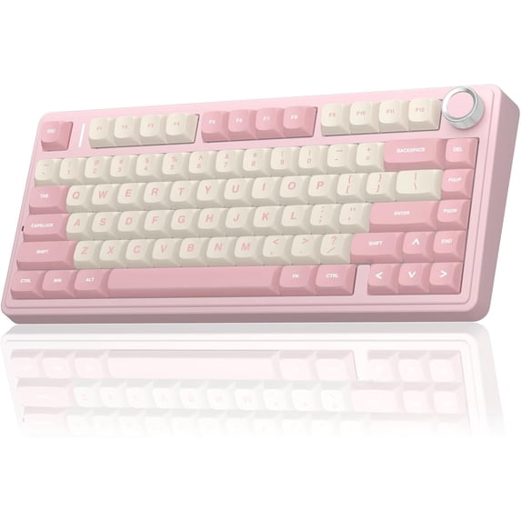 Restored AULA F75 75% Wireless Mechanical Keyboard, Hot Swappable Pink Creamy Keyboard, Pre-lubed Linear Switches, PBT Keycaps, 2.4GHz/Type-C/BT5.0, RGB Backlit Computer Gaming Keyboards (Refurbished)
