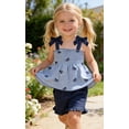 thumbnail image 3 of Aideaone Toddler Girls Summer Outfit 2 Piece Ruffle Sleeveless Shirts Tops Shorts Set Clothes for Baby Girl Sizes 2T-5T, 3 of 5