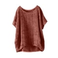thumbnail image 5 of MUXiin Girls T Shirts Cotton Linen Oversized Short Sleeve Kids Summer Tops Soft Casual Crewneck Basic Tees,Coffee 5-6 Years, 5 of 6