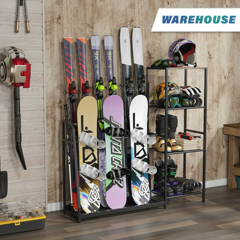 Ski Storage Rack for Garage, for 4 Pairs of Skis, 3 Pack of
