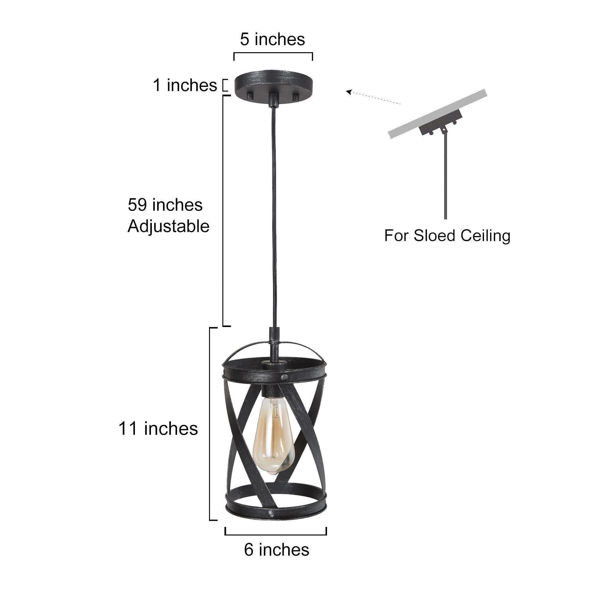 LNC 1-Light Black and Silver Lantern LED Mini Pendant for Kitchen Island