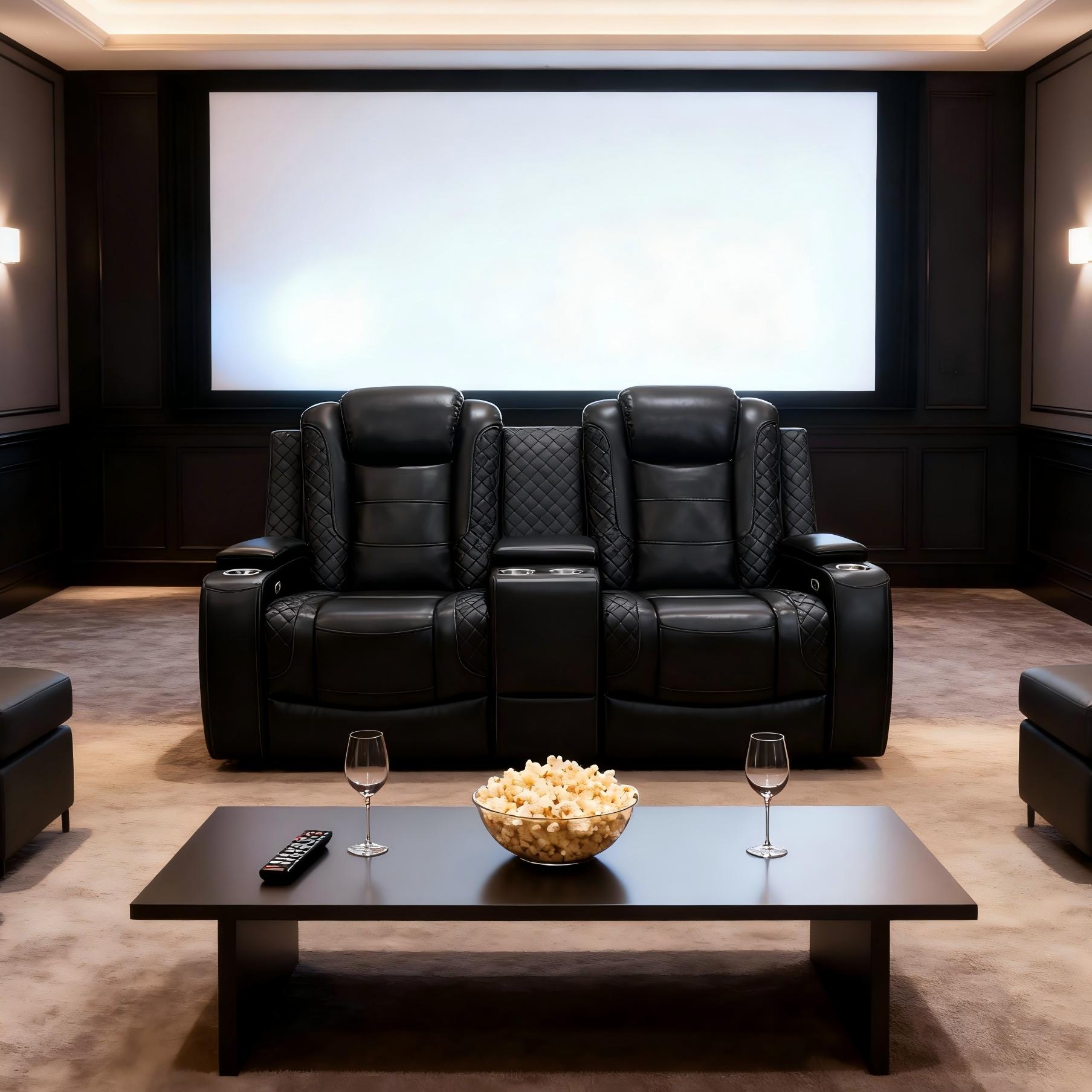 Gewnee Power Recliner Oversized Electric Air Leather Reclining Loverseat Sofa, USB Charge with Cup Holder Port Comfortable Sofa for Living Room