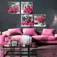 thumbnail image 4 of Hot Pink Wall Art Pink Flower Pictures Wall Decor for Couple Bedroom Living Room Black and White Grey Background Canvas Prints Rustic Floral Love Theme Paintings Artwork Home Decoration 16x16 4Pcs, 4 of 6