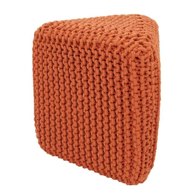 SARO PU860.OR Pouf de Sol Triangle avec Design de Corde Torsadée - Orange