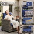 thumbnail image 4 of Decksplore2 Piece Outdoor Patio Armchair Set, Wicker Rattan Single Sofa Chairs with 4.3" Cushions & High Backrests, All-Weather Porch Chairs for Balcony Deck, Blue, 4 of 9