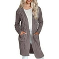 thumbnail image 4 of Breezora Women's Chunky Knit Cardigan Sweater Coat with Double Pockets Long Loose Fit Open Front L Size Coffee, 4 of 9