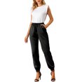 thumbnail image 2 of Pantalones deportivos casuales de cintura elástica para mujer Inspire Chic, longitud hasta el tobillo, 2XL, negros, 2 of 8