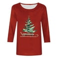thumbnail image 4 of HOMBOM Plus Size Tops for Women Cute Dressy Casual Crewneck Red Santa Print Xmas 3/4 Sleeve Womens T Shirts Christmas, 4 of 5
