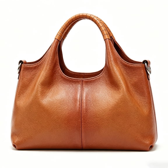 LAPTOM MAX Women Crossbody Purses Genuine Leather Brown Satchels Large Tote