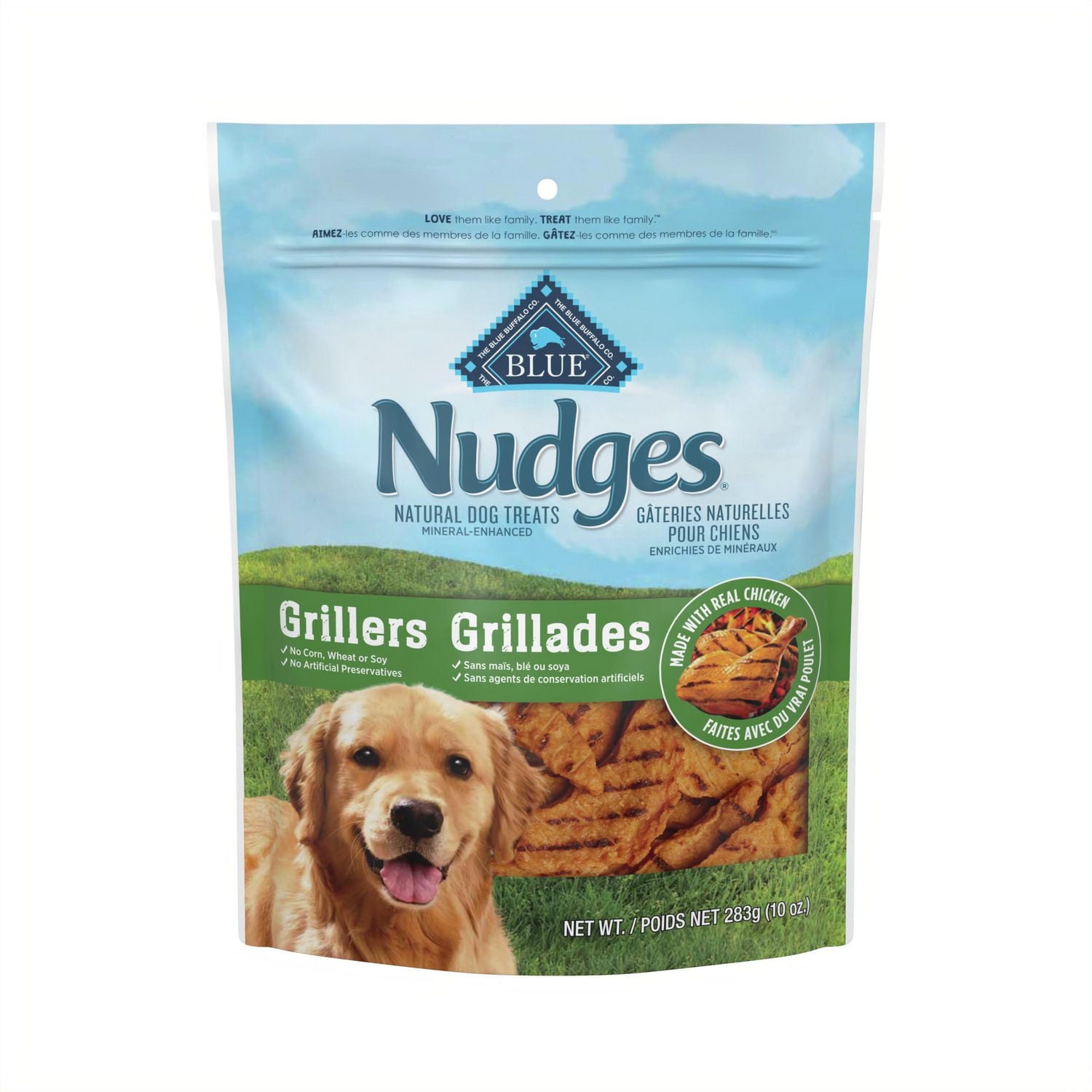Blue Buffalo Nudges Grillers Natural Dog Treats Made with Real Chicken, 10-oz., BLUE Nudges Grillers Dog Chicken