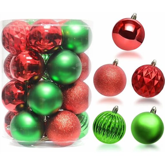 LAMPHOME 20PK 3.15'' Christmas Tree Ornaments, Shatterproof Christmas Ball Ornaments Set, Shatterproof Xmas Tree Decorations with Assorted Designs