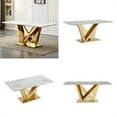 thumbnail image 6 of GAKMCIL 70" Rectangle Faux Marble Dining Table for 6-8 People, Kitchen Table with Mirrored Finish Stainless Steel Base, Adjustable Non-Slip Feet, 300lbs Load for Dining Room, Kitchen (Gold&White), 6 of 7
