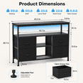 thumbnail image 6 of Tunmod 43 Inch TV Stand for 50/55 Inch TV, Entertainment Center with LED Lights & Power Outlets, Media Console Table with 4 Fabric Drawers & Open Shelves for Living Room Bedroom, 6 of 8