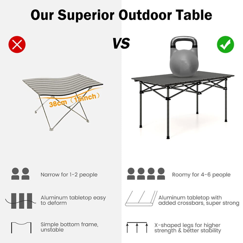 Aimee Lii Aluminum Camping Table for 4-6 People with Carry Bag, Folding Table for Camping and BBQ, Black Aimee Lii Aluminum Camping Table for 4-6 People with Carry Bag, Folding Table for Camping and BBQ, Black