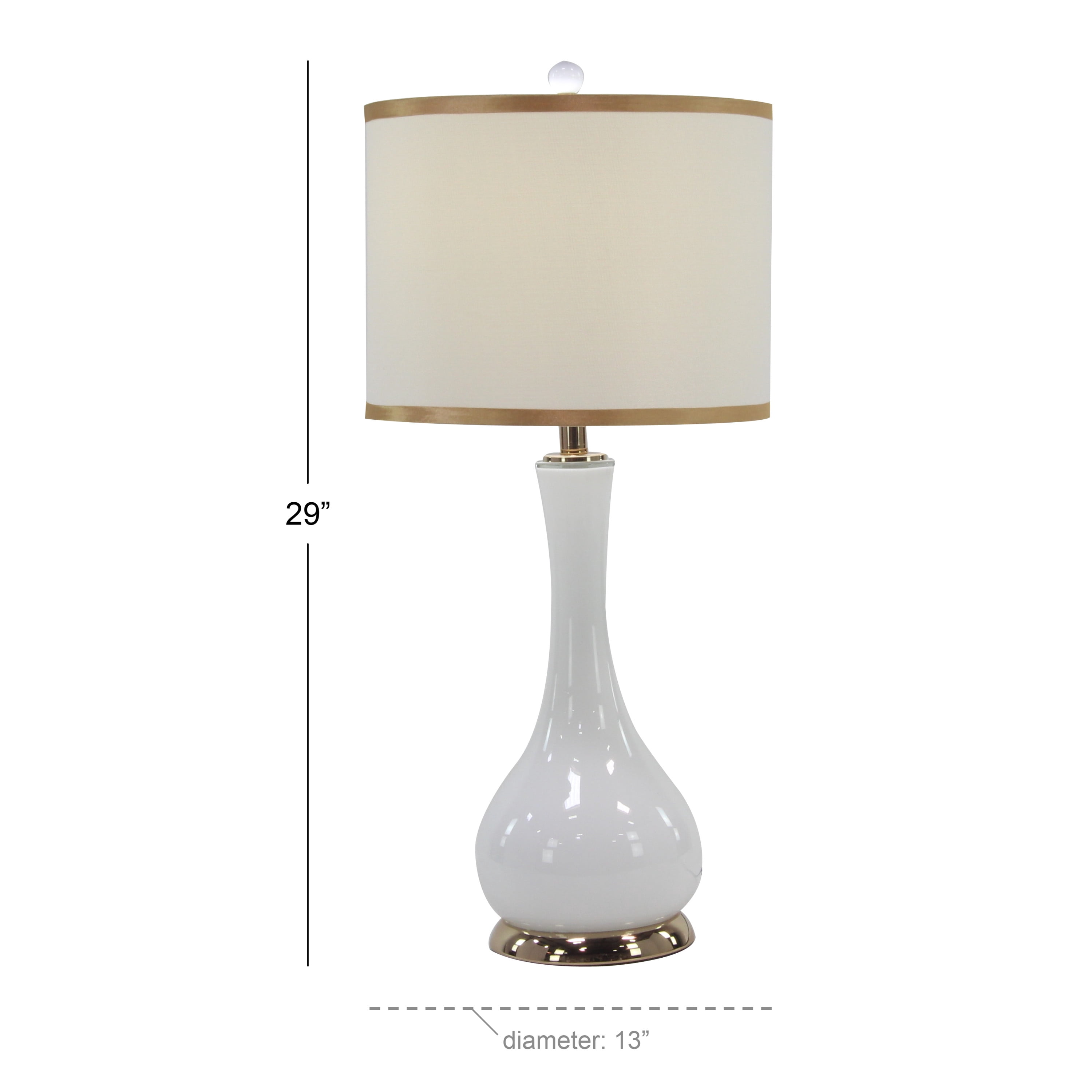 DecMode 29" White Table Lamp with White Linen Shade (2 Count)