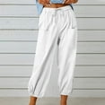 thumbnail image 2 of WREESH Womens Cotton Linen Pants Fashion Summer Casual Loose and Pocket Trousers Pants White, 2 of 8