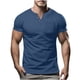 thumbnail image 1 of pstuiky Camisas de manga corta para hombre, Blusas y camisas casuales de manga corta con cuello en V y botones de color liso para hombre camisetas de hombre l, 1 of 5