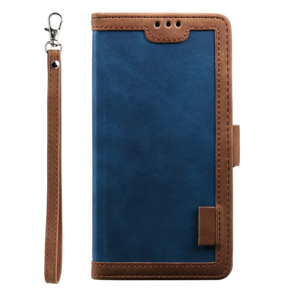 Galaxy Note 20 Case, Allytech Retro PU Leather Folio Flip Cover with Cards Slots Folding Stand Full Protection Bumper Hand Wrist Strap Defender TPU Back Cover for Samsung Galaxy Note 20, Blue