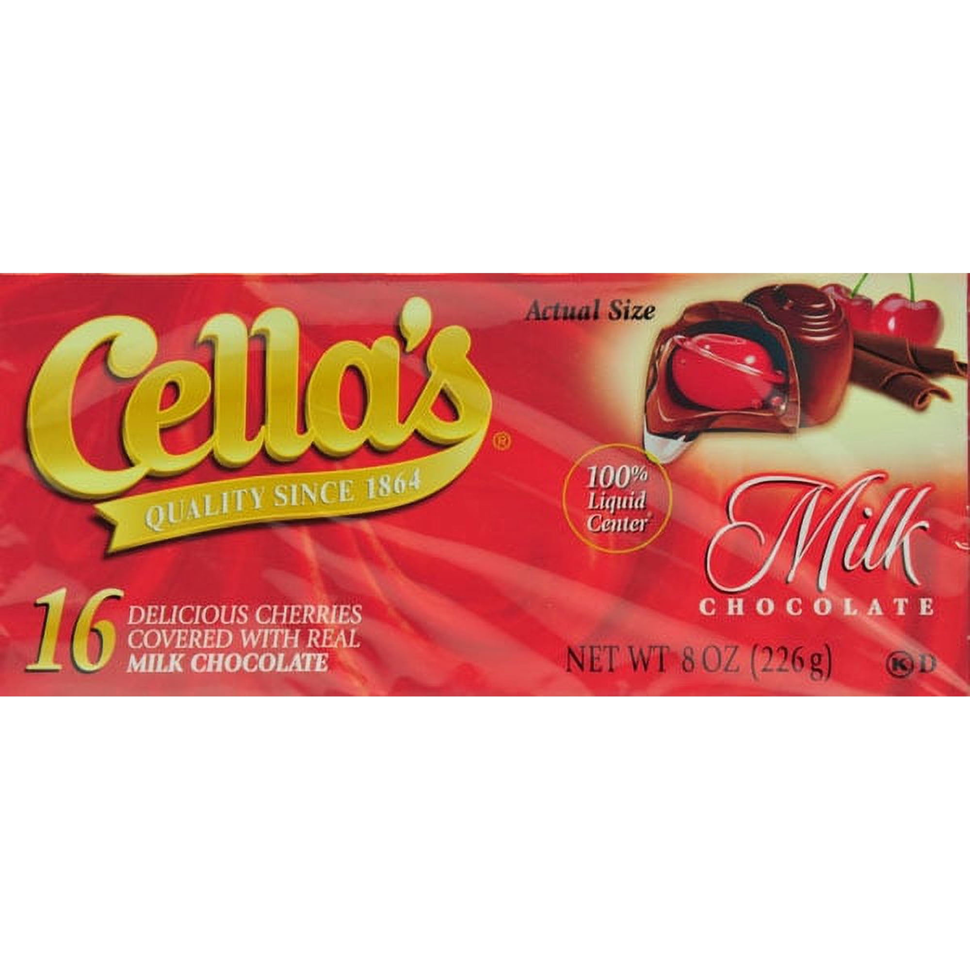Cella s Chocolate Covered Cherries 8 oz Peanut Free Gluten-Free Contains Milk and Soy.